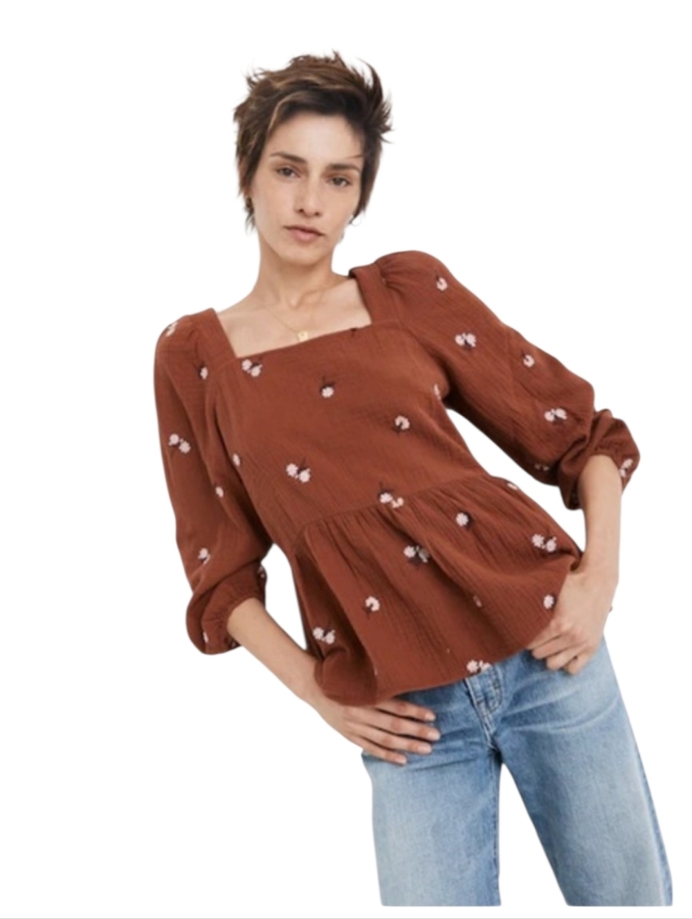 Madewell Amie Floral Embroidered  Top